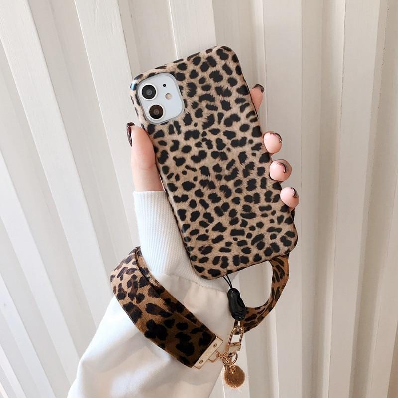 Leopard Print Durable Lanyard iPhone Case