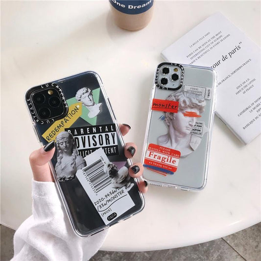 Luxury Art Letter Label iPhone Case Full Body Protective TPU Silicone