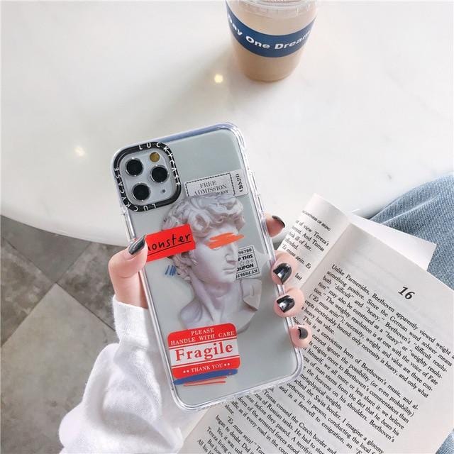 Luxury Art Letter Label iPhone Case Full Body Protective TPU Silicone