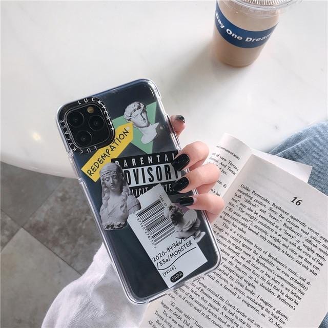 Luxury Art Letter Label iPhone Case Full Body Protective TPU Silicone