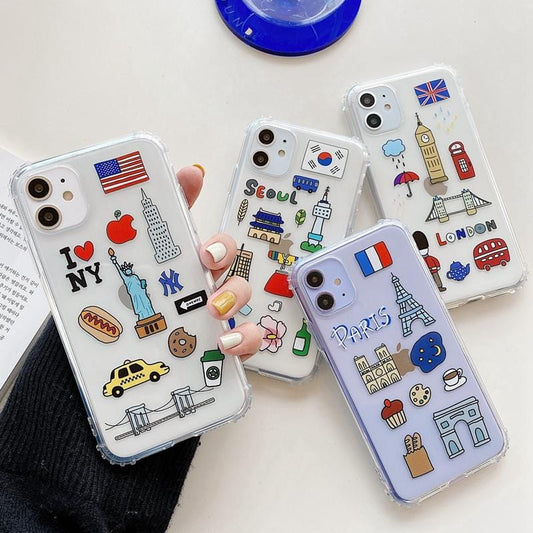 Cartoon City Symbol Protective iPhone Case