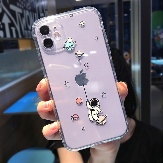 Creative Astronaut Shockproof iPhone Case Durable Soft Silicone Protective Coque