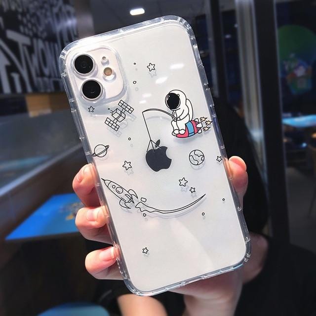 Creative Astronaut Shockproof iPhone Case Durable Soft Silicone Protective Coque