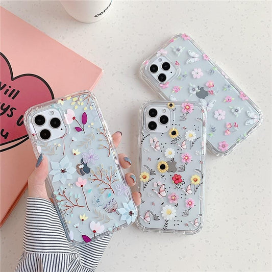 Colorful Flower Soft Silicone Full Body Protective iPhone Case Apple