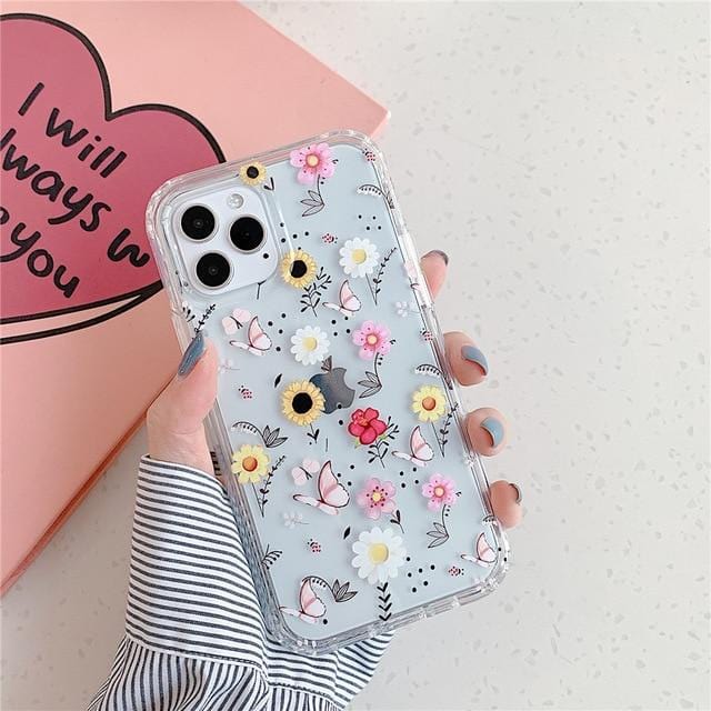 Colorful Flower Soft Silicone Full Body Protective iPhone Case Apple