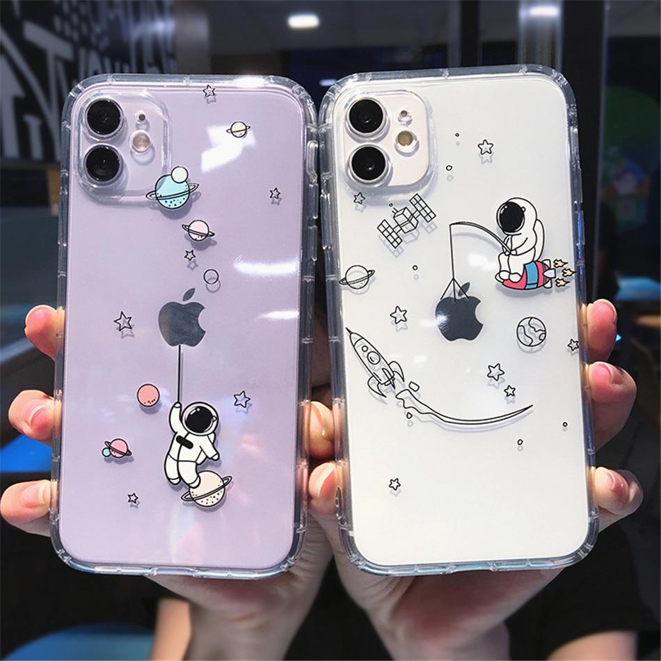 Creative Astronaut Shockproof iPhone Case Durable Soft Silicone Protective Coque