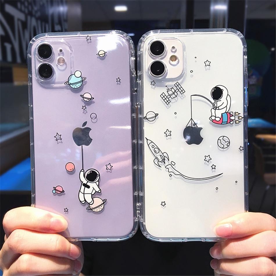 Creative Astronaut Shockproof iPhone Case Durable Soft Silicone Protective Coque