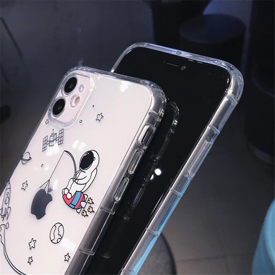 Creative Astronaut Shockproof iPhone Case Durable Soft Silicone Protective Coque