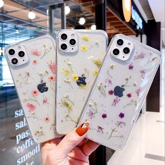 Real Dried Flowers Soft Silicone iPhone Case