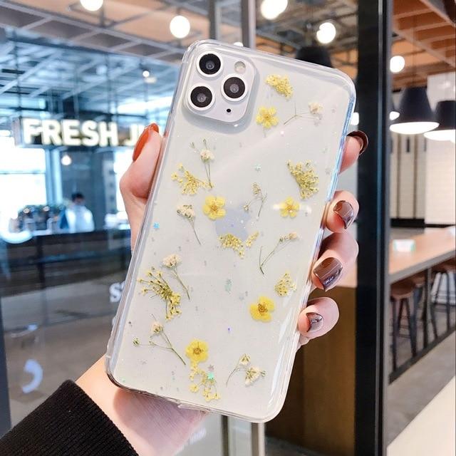Real Dried Flowers Soft Silicone iPhone Case