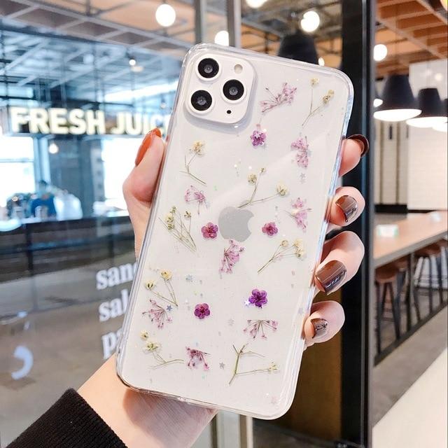 Real Dried Flowers Soft Silicone iPhone Case