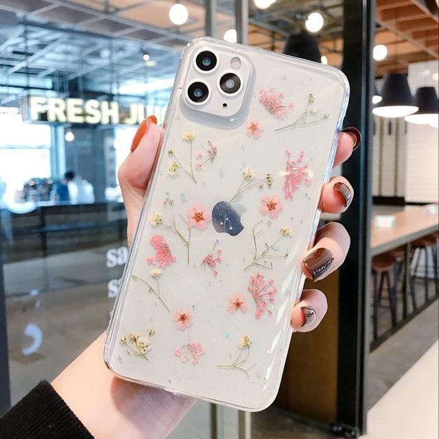 Real Dried Flowers Soft Silicone iPhone Case