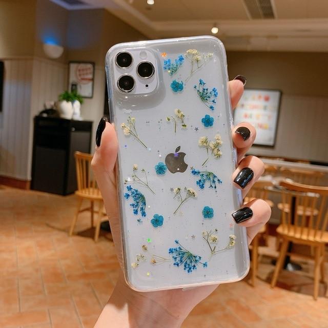 Real Dried Flowers Soft Silicone iPhone Case