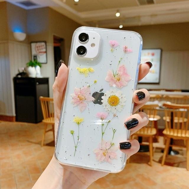 Real Dried Flowers Soft Silicone iPhone Case