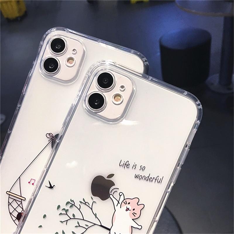 Cute Cat Painting Full Body Protective iPhone Case