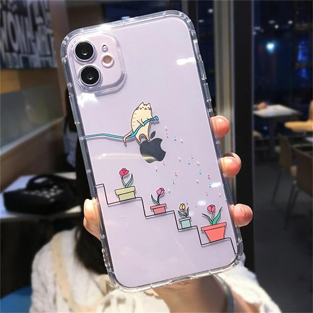 Cute Cat Painting Full Body Protective iPhone Case