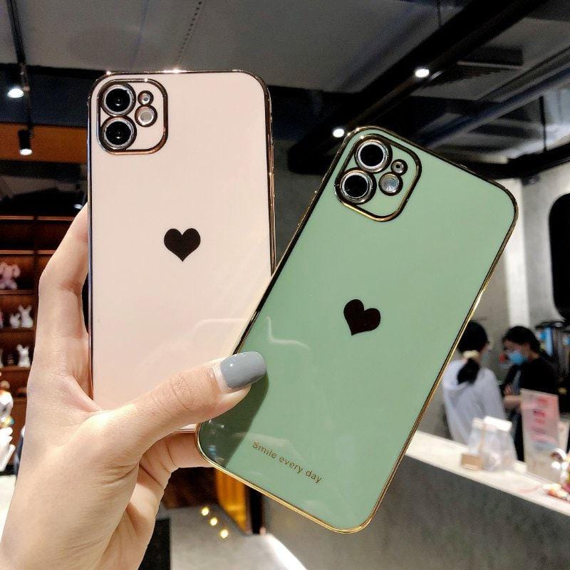 Protective Electroplated Love Heart iPhone Case Full Body Cover Apple