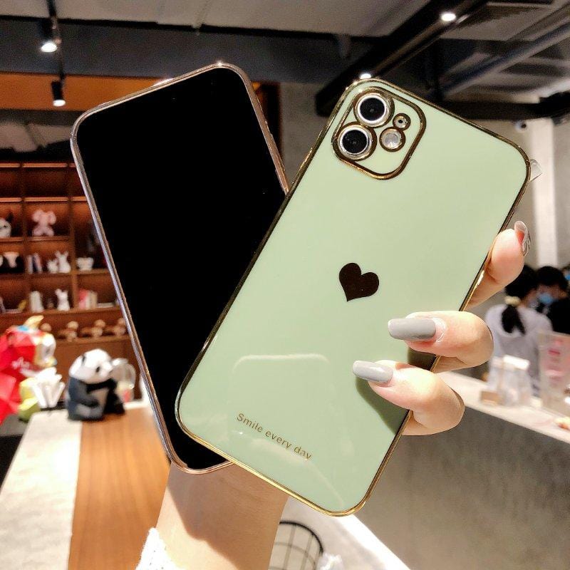 Protective Electroplated Love Heart iPhone Case Full Body Cover Apple