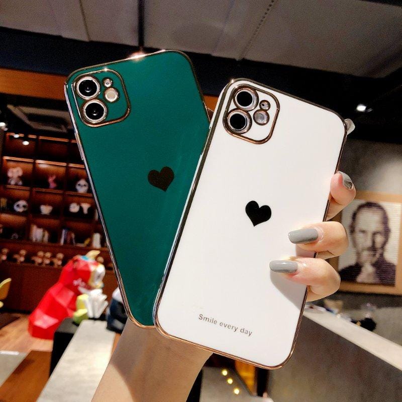 Protective Electroplated Love Heart iPhone Case Full Body Cover Apple