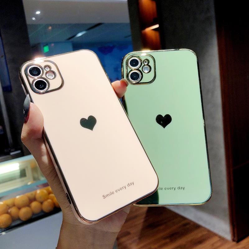 Protective Electroplated Love Heart iPhone Case Full Body Cover Apple