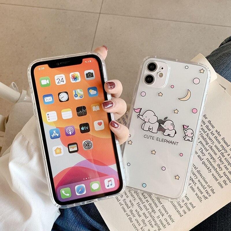 Cartoon Elephant Shockproof iPhone Case Full Body Protective Cover