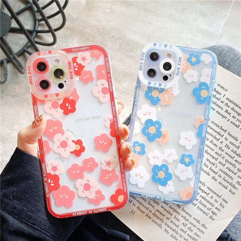 Transparent Fashion Flowers TPU Protective iPhone Case