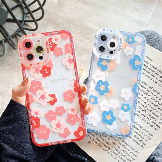 Transparent Fashion Flowers TPU Protective iPhone Case
