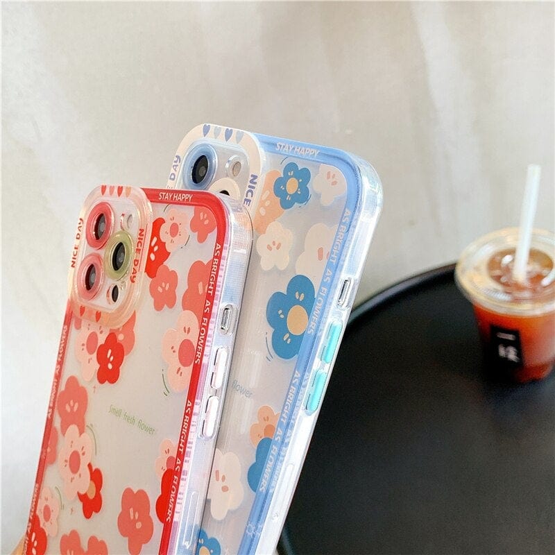 Transparent Fashion Flowers TPU Protective iPhone Case