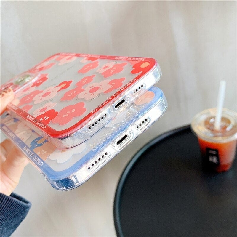 Transparent Fashion Flowers TPU Protective iPhone Case