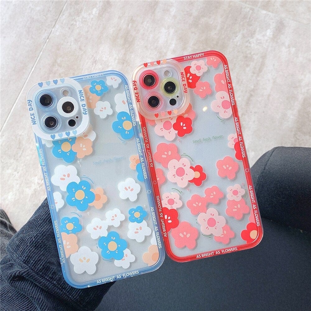 Transparent Fashion Flowers TPU Protective iPhone Case