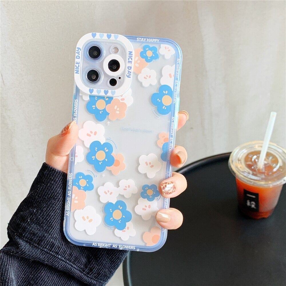 Transparent Fashion Flowers TPU Protective iPhone Case