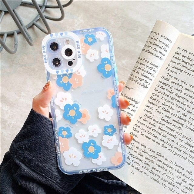 Transparent Fashion Flowers TPU Protective iPhone Case