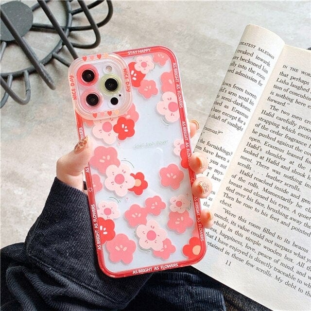 Transparent Fashion Flowers TPU Protective iPhone Case