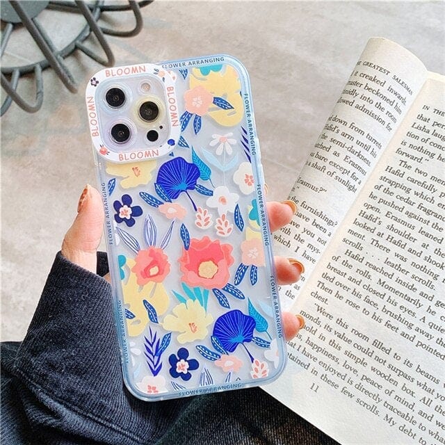 Transparent Fashion Flowers TPU Protective iPhone Case