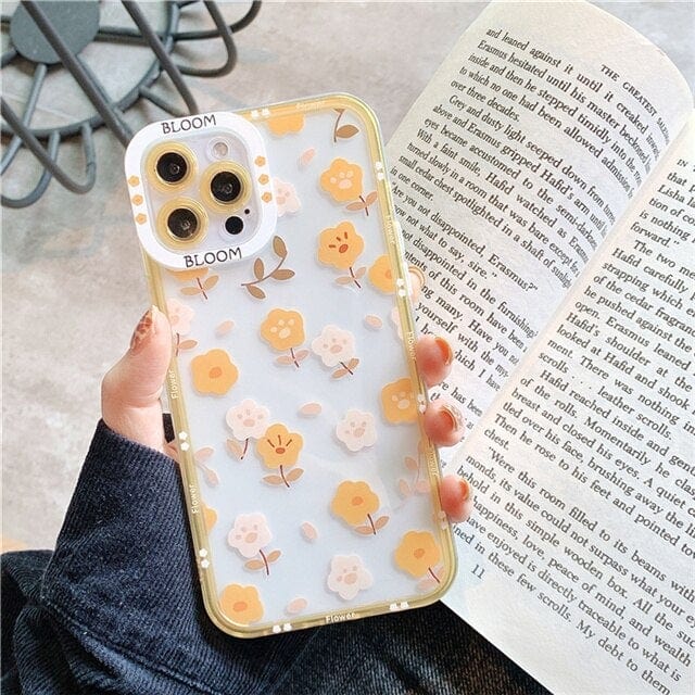 Transparent Fashion Flowers TPU Protective iPhone Case