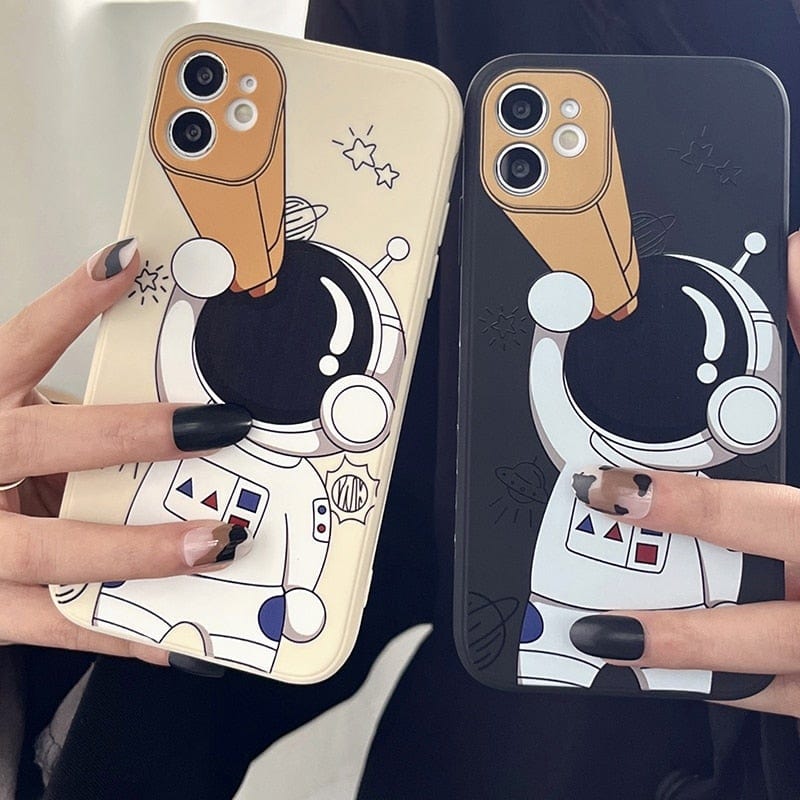 Cartoon Astronaut Planet Protective Phone Case for Apple iPhones