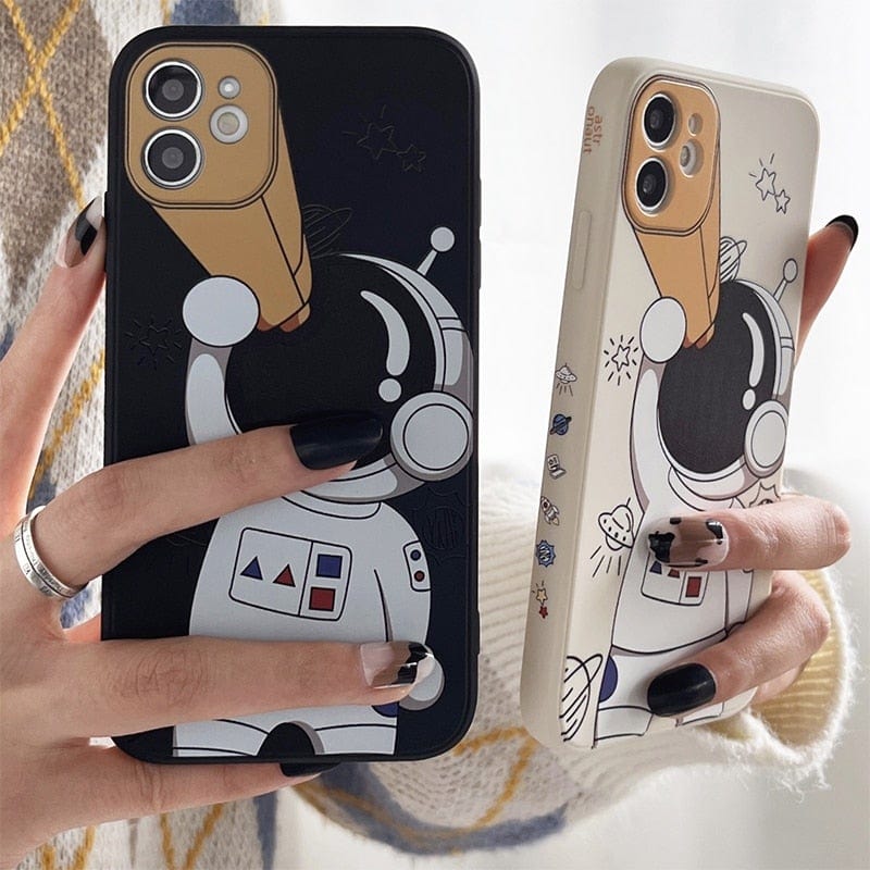 Cartoon Astronaut Planet Protective Phone Case for Apple iPhones