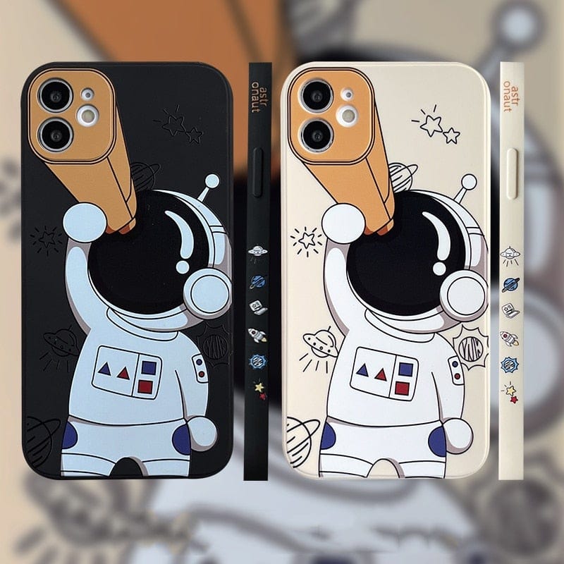 Cartoon Astronaut Planet Protective Phone Case for Apple iPhones