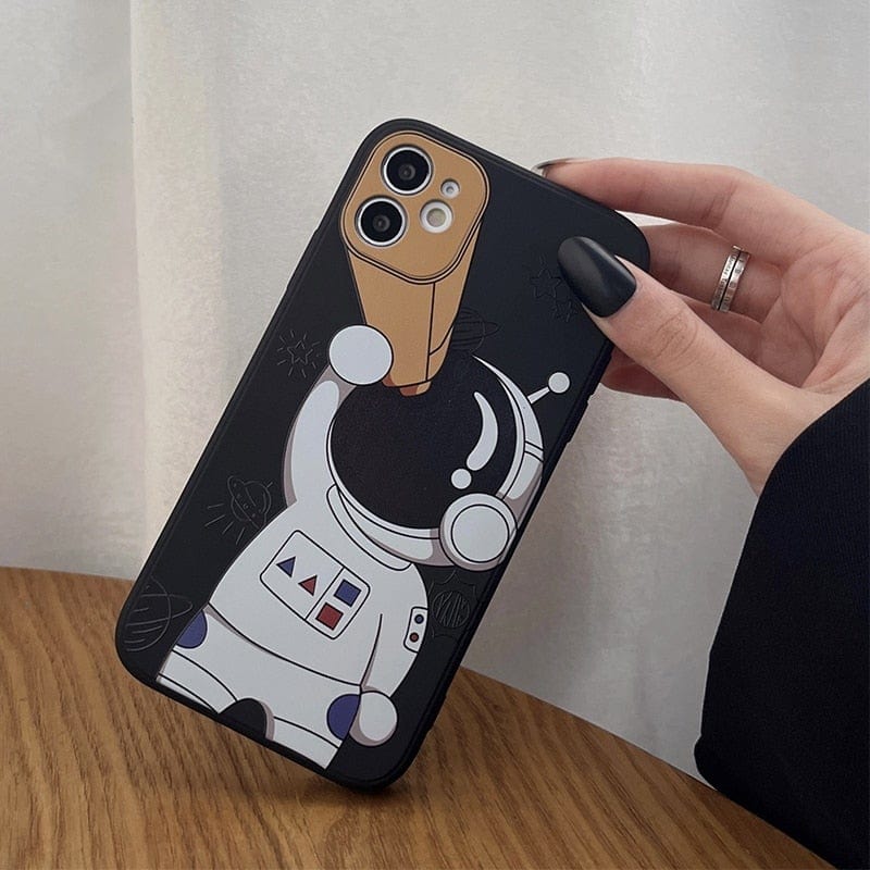 Cartoon Astronaut Planet Protective Phone Case for Apple iPhones