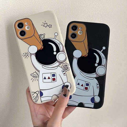 Cartoon Astronaut Planet Protective Phone Case for Apple iPhones