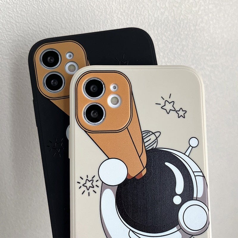 Cartoon Astronaut Planet Protective Phone Case for Apple iPhones
