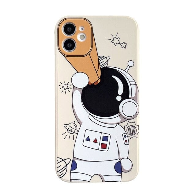 Cartoon Astronaut Planet Protective Phone Case for Apple iPhones
