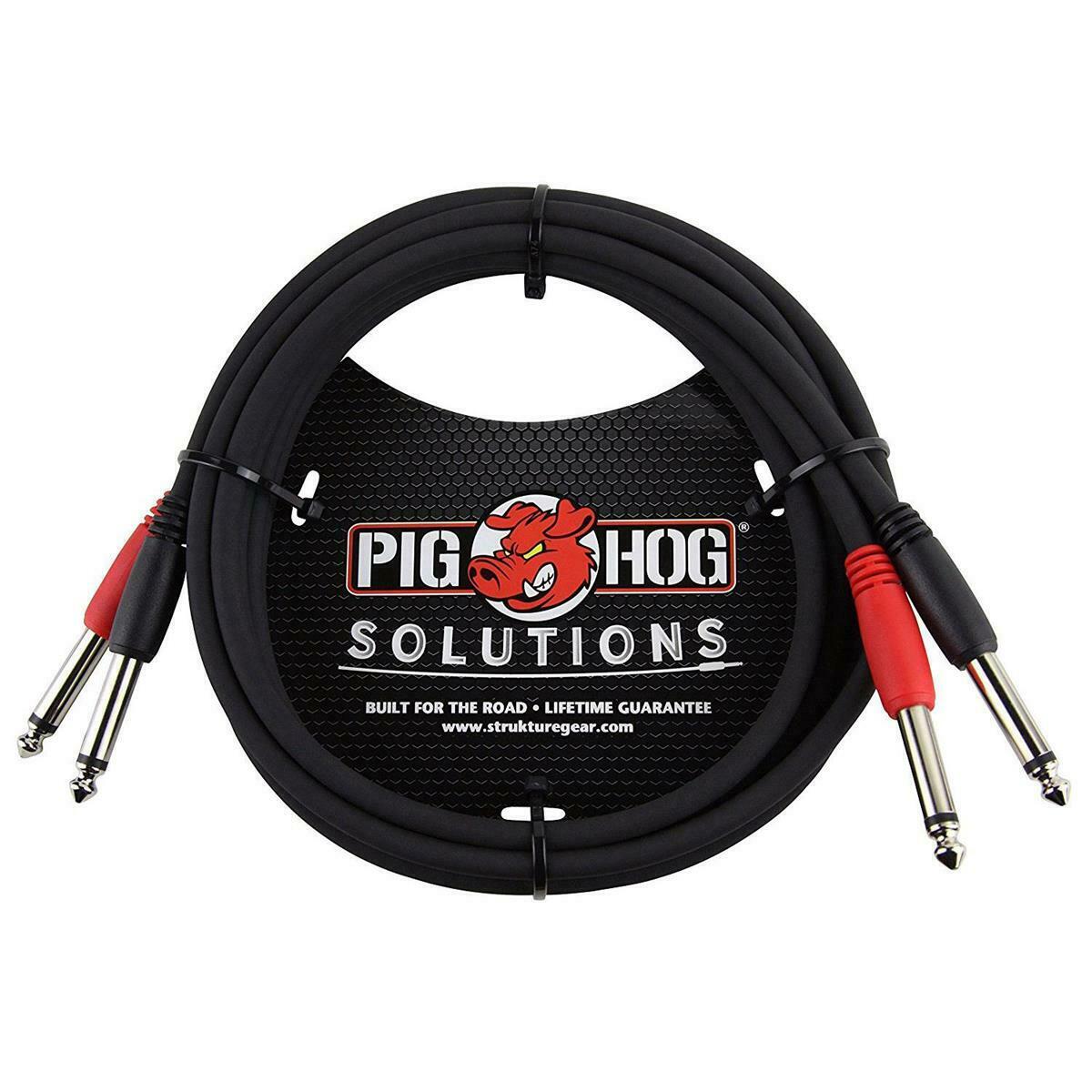 Pig Hog 10Ft Solutions Dual Cable 1/4" Mono Male PD-21410 Lifetime Warranty