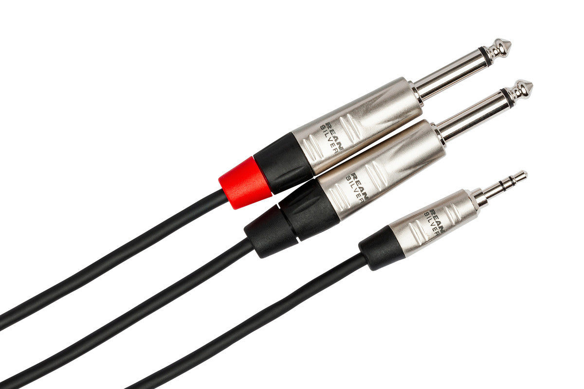 Hosa HMP-003Y Pro Stereo Breakout Cable - 3.5mm TRS Male to Dual 1/4-inch TS Male - 3 foot