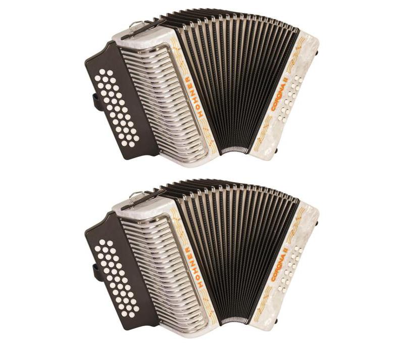 Hohner Corona II Diatonic Accordion - Keys of G/C/F - White -NEW