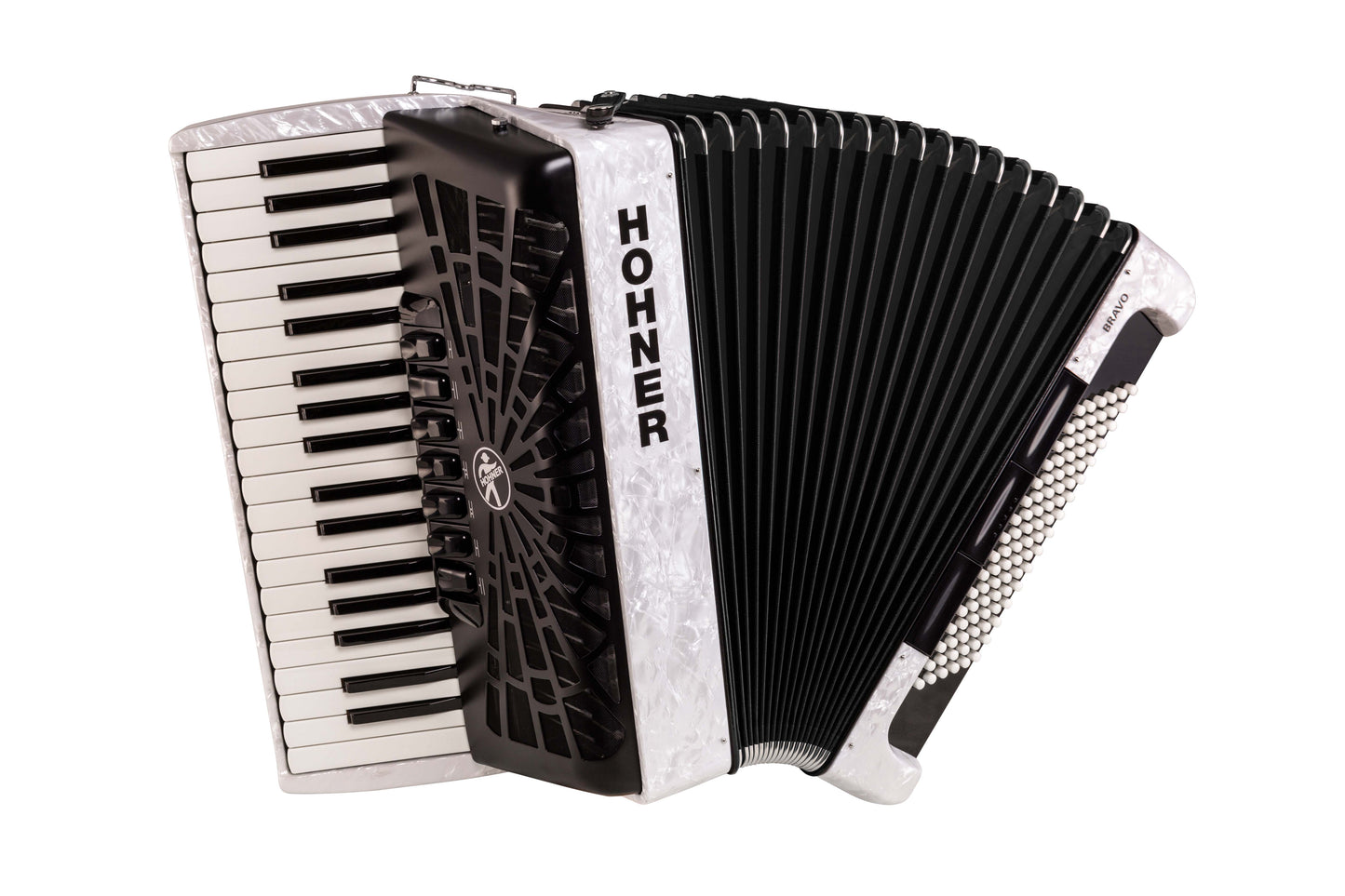 Hohner Bravo III 96 Chromatic Piano Key Accordion - Pearl White -NEW