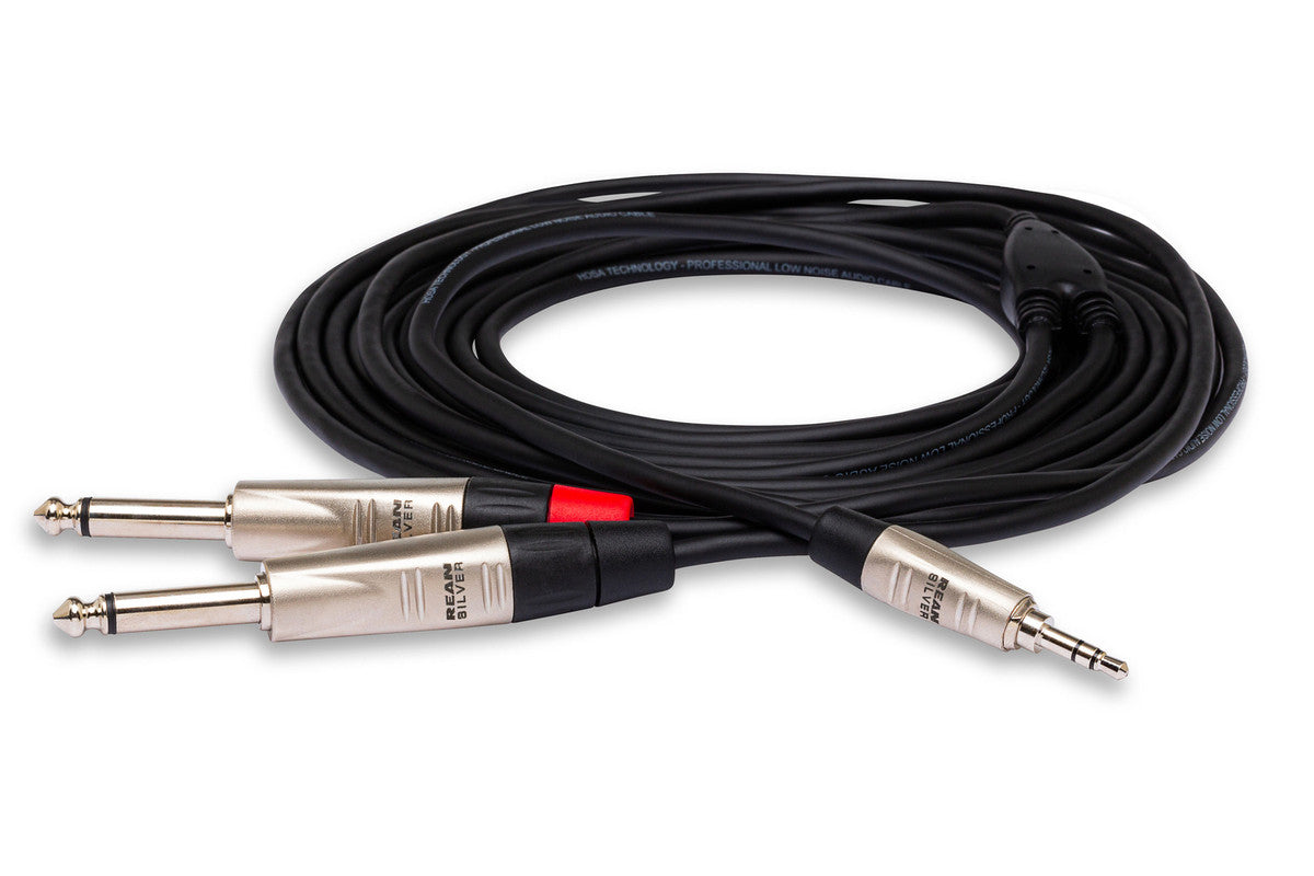 Hosa HMP-003Y Pro Stereo Breakout Cable - 3.5mm TRS Male to Dual 1/4-inch TS Male - 3 foot