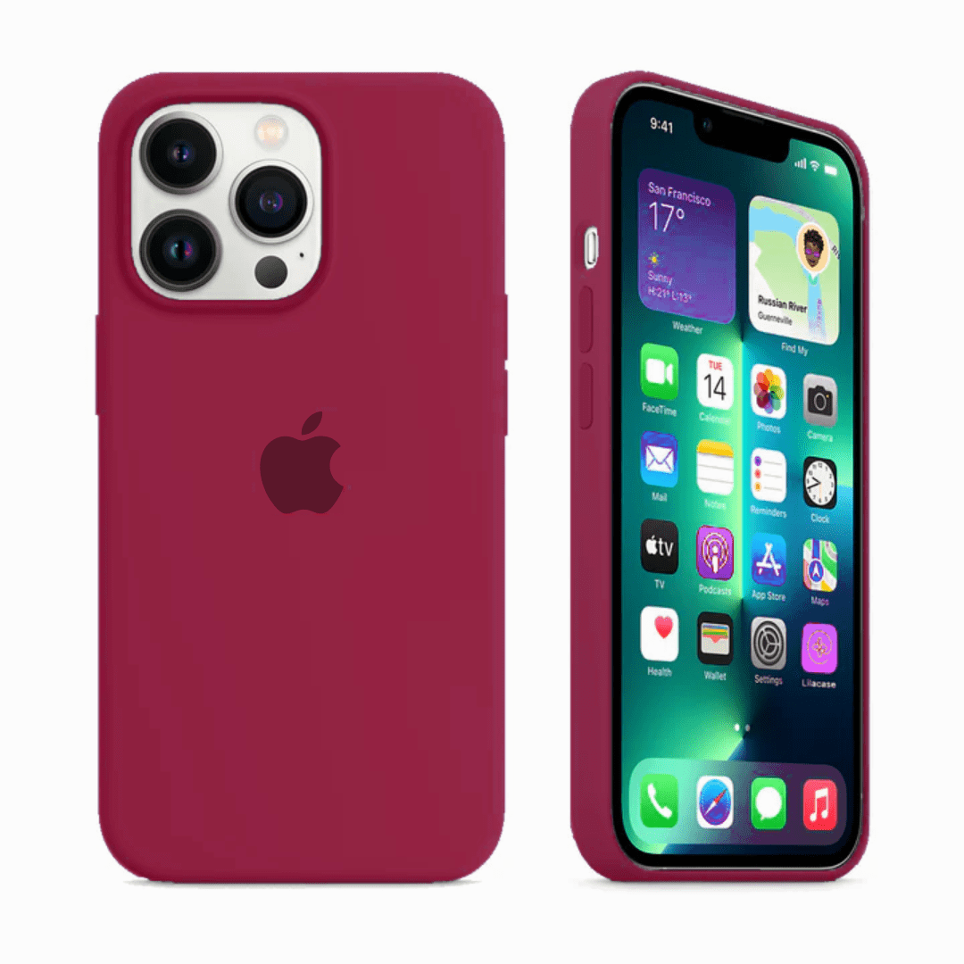 iPhone Rose Red Silicone Case Full Body Protective Coque Apple