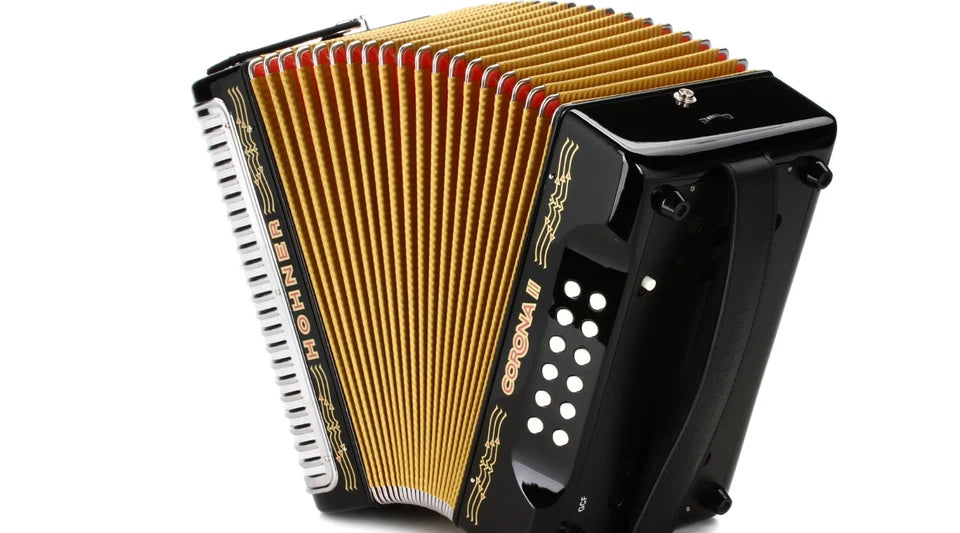 Hohner Corona II Diatonic Accordion Keys of G/C/F Button Accordion Jet Black