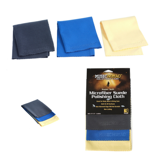 3 Pack Music Nomad MN203 Super Soft Microfiber Suede Polishing Cloth - New